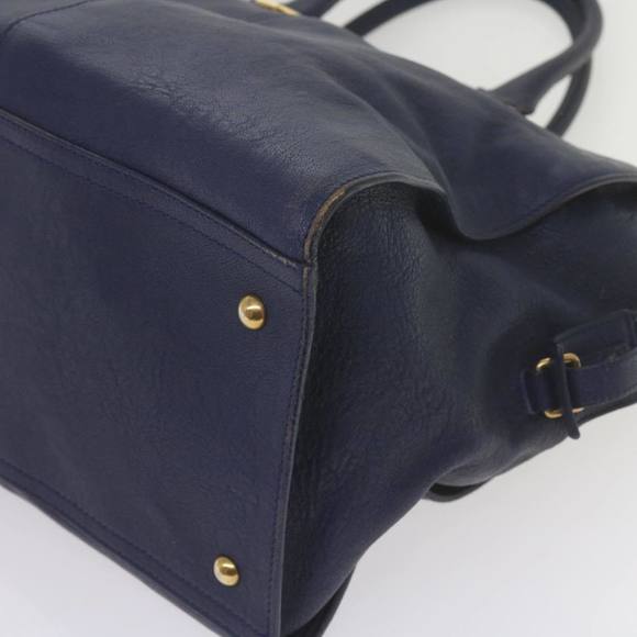 SAINT LAURENT Cavas Chyc Hand Bag Leather Navy 275091 Auth am5374 - Picture 8 of 16